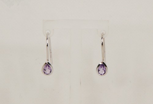 Sterling Silver Amethyst Teardrop Shape Earrings